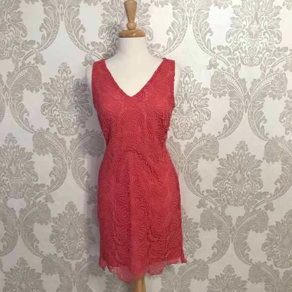 NWT Ann Taylor Loft Coral Lace Dress - Picture 2 of 7